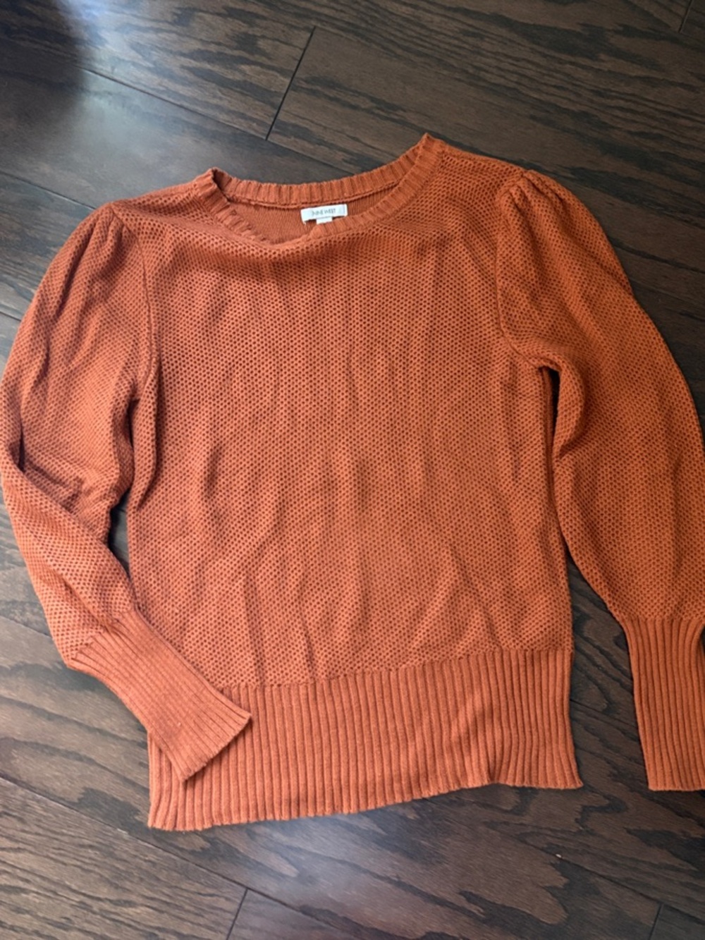 Nine West Ribbed Orange Crewneck Women's Sweater in Rust